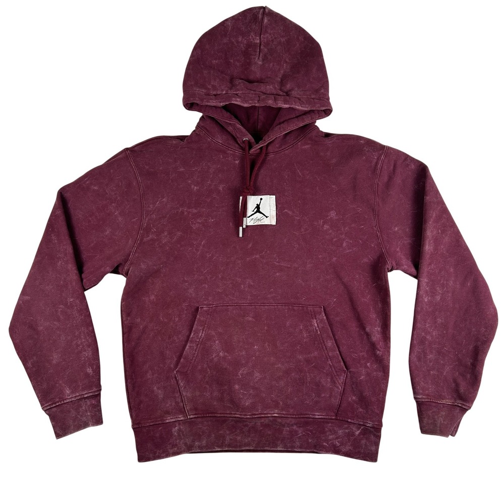 Jordan Flight Hoodie Mens Small Red Washed Pullover Fleece Sweatshirt DR3087-880